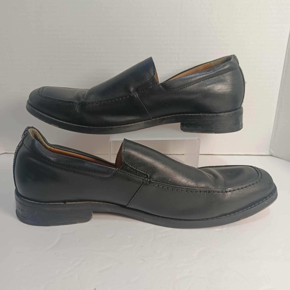 Johnston & Murphy Mens 10.5 Black Leather Slip On Loafers‎ Dress Shoes